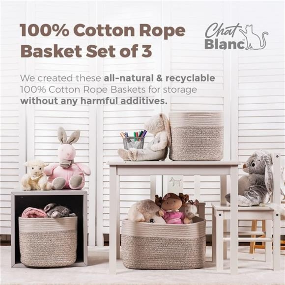 Cotton Rope Baskets for Organizing | Storage Baskets for Shelves | Rope Basket - Picture 2 of 7
